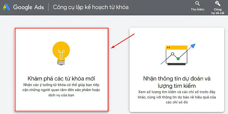 công cụ lập kế hạch từ khóa Keyword planner