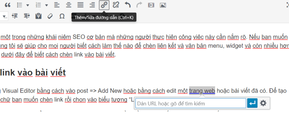 chọn vào biểu tượng “Link”