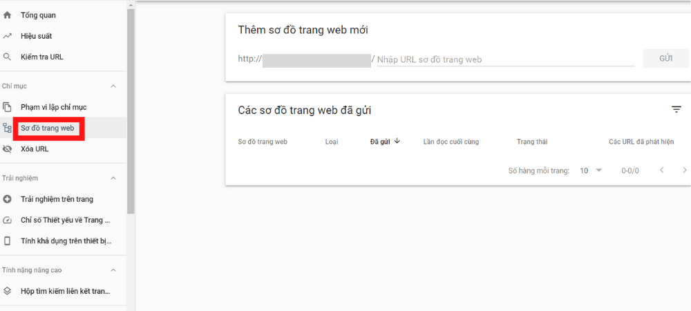 Bạn gửi yêu cầu index URL lên Google bằng Sitemap