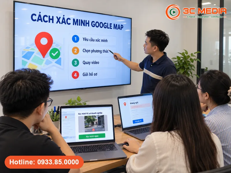 học viên thực hành xác minh và kháng Google Map tại 3C Media