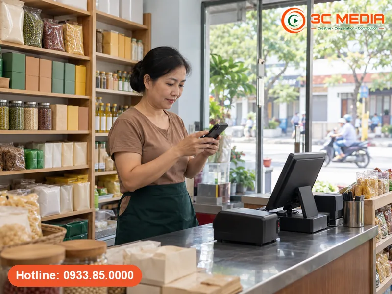 Chủ cửa hàng xem báo cáo cuộc gọi, lượt chỉ đường hằng tháng của hồ sơ Google Maps trên điện thoại