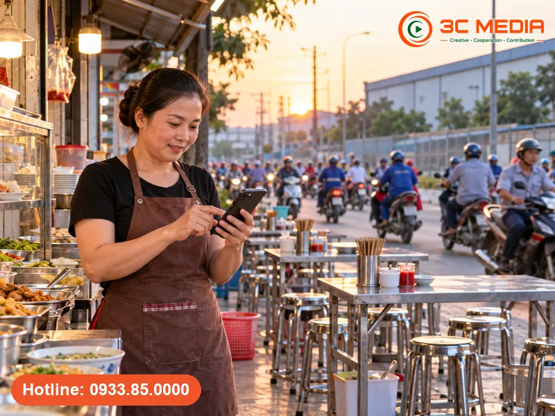 Chủ nhà hàng gần khu công nghiệp Yên Phong, Bắc Ninh kiểm tra vị trí ghim cửa quán trên Google Maps