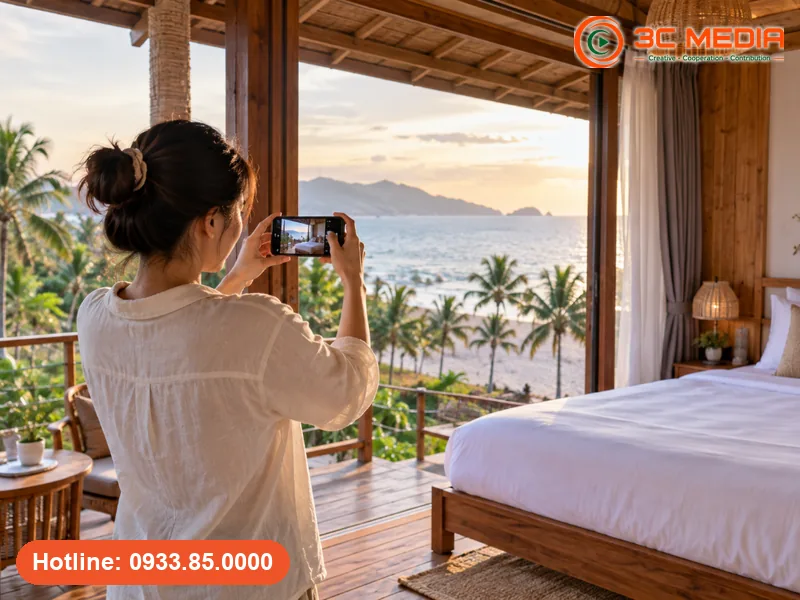 Chủ homestay ven biển Tuy Hòa, Đắk Lắk chụp ảnh phòng nghỉ để đăng lên Google Maps