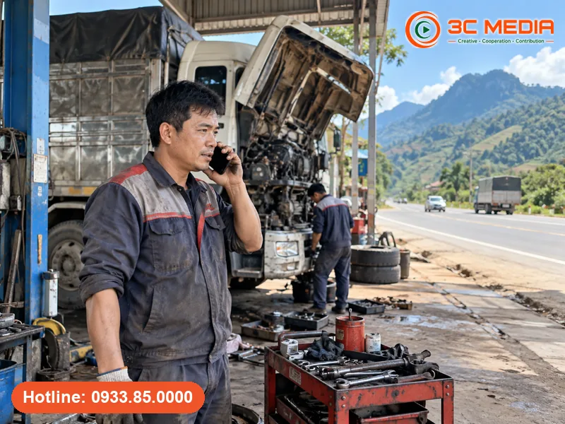 Tiệm sửa xe ven quốc lộ ở Gia Lai nhận cuộc gọi của khách tìm trên bản đồ