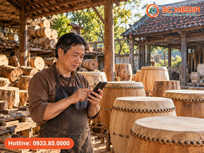 Chủ xưởng trống làng Đọi Tam, Duy Tiên, Hà Nam xem vị trí ghim cổng xưởng trên Google Maps