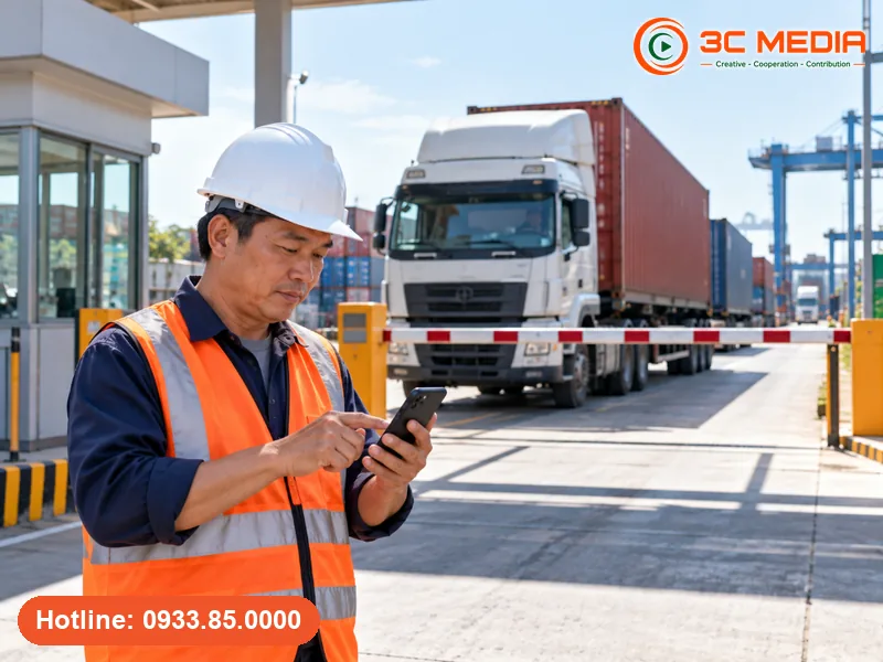 Quản lý kho logistics ở khu Đình Vũ, Hải Phòng kiểm tra ghim cổng xe tải trên Google Maps