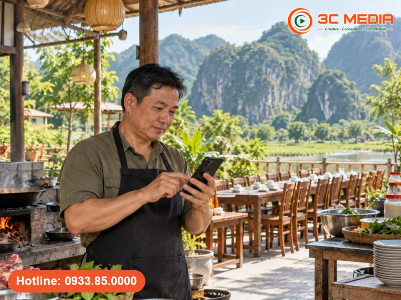 Chủ nhà hàng dê núi gần Tràng An, Ninh Bình xem số điện thoại đặt bàn trên hồ sơ Google Maps