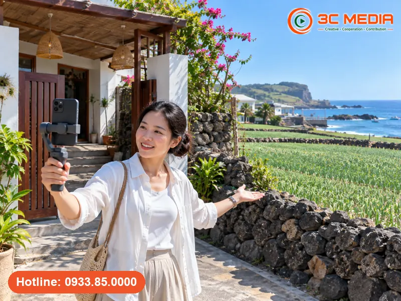 Chủ homestay trên đảo Lý Sơn, Quảng Ngãi quay video biển hiệu và lối vào để xác minh Google Maps