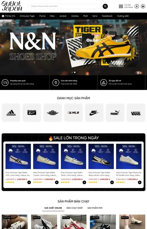 Mẫu web bán giày 3C Media