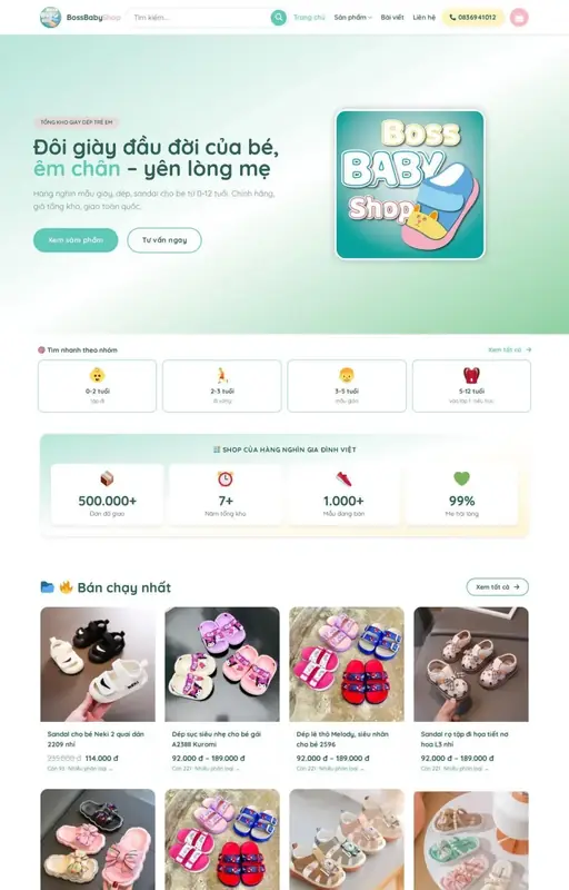 Mẫu web bán hàng cho bé 3C Media
