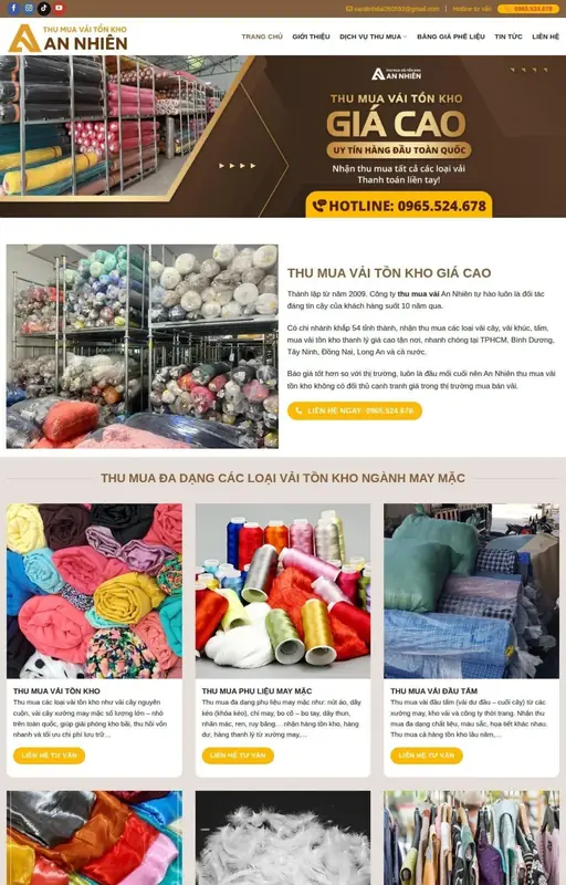 Mẫu web bán vải may 3C Media