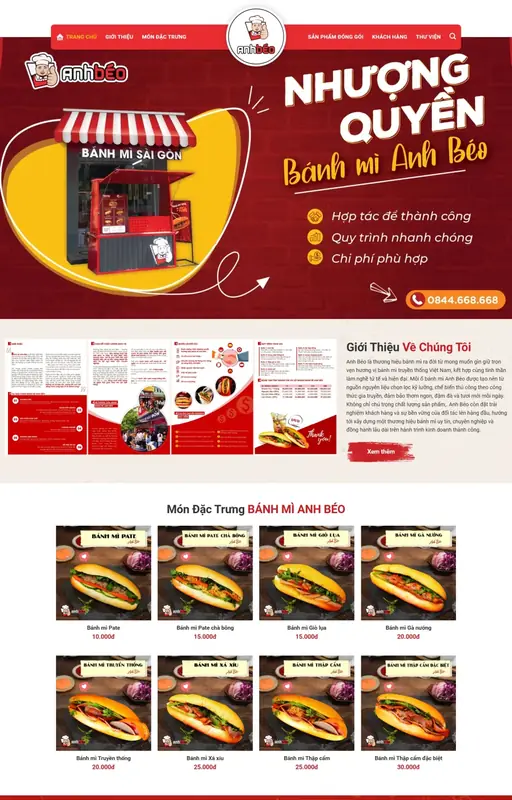 Mẫu web bánh mì 3C Media