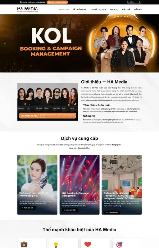 Mẫu web booking kol 3C Media