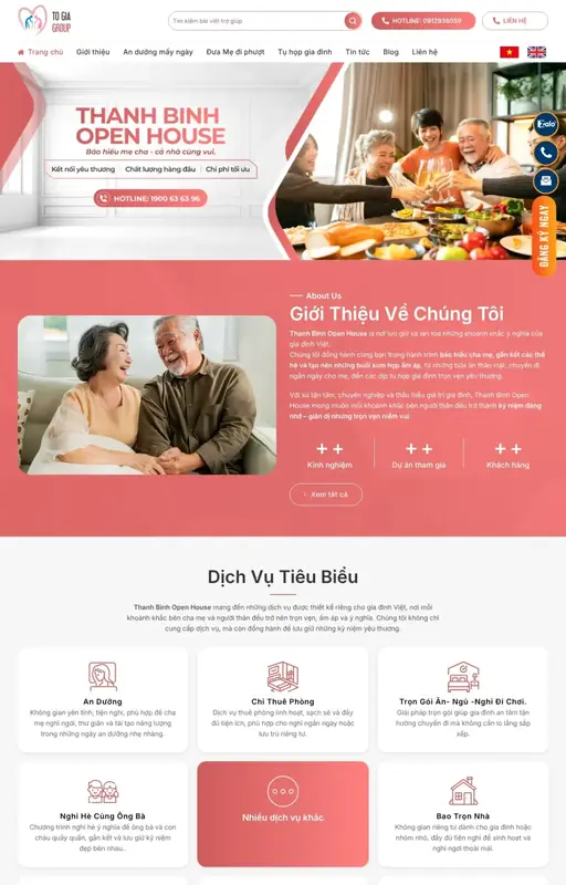 Mẫu web chăm sóc người cao tuổi 3C Media