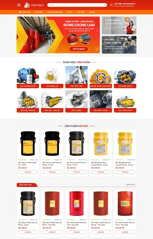Mẫu web dầu mỡ công nghiệp 3C Media