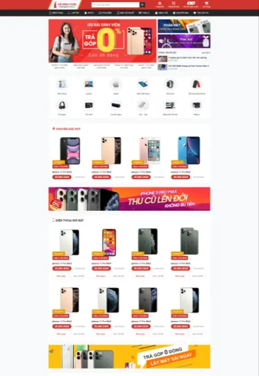 Mẫu web điện thoại 3C Media