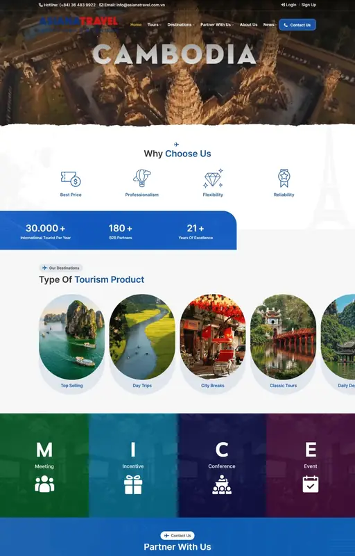 Mẫu web du lịch quốc tế 3C Media