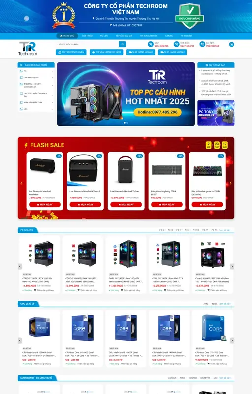 Mẫu web linh kiện pc 3C Media