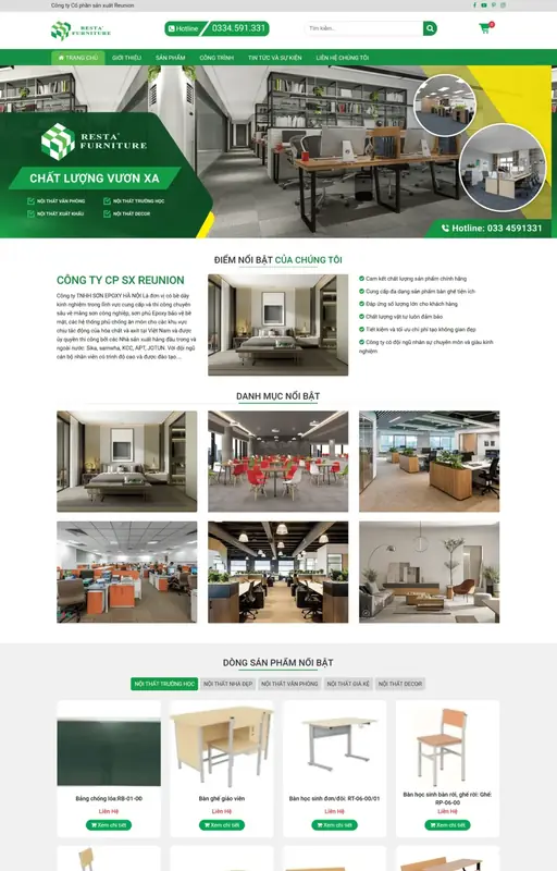Mẫu web nội thất nhà hàng 3C Media