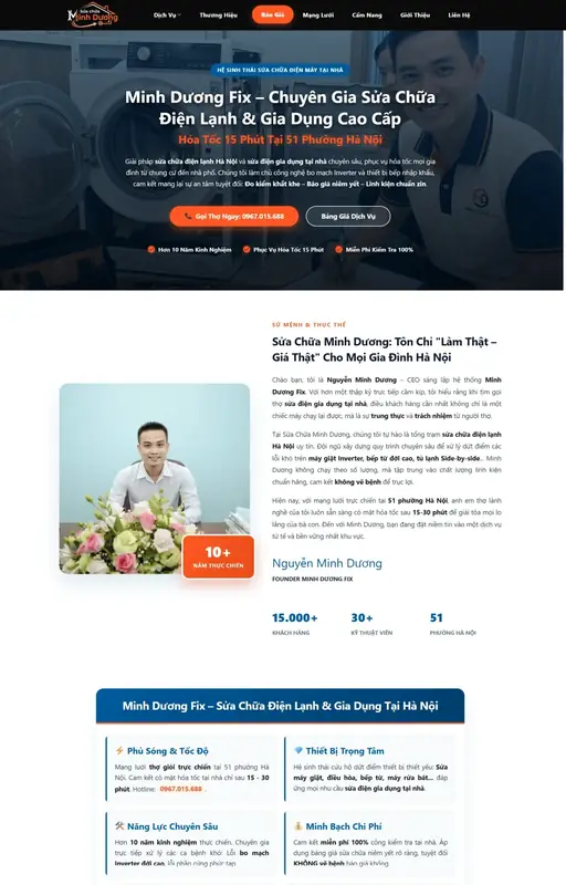 Mẫu web sửa chữa điện lạnh 3C Media