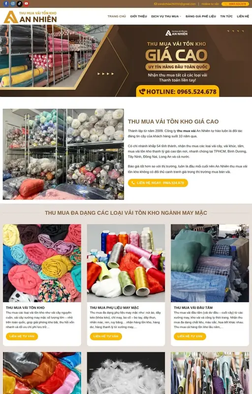 Mẫu web thu mua vải 3C Media