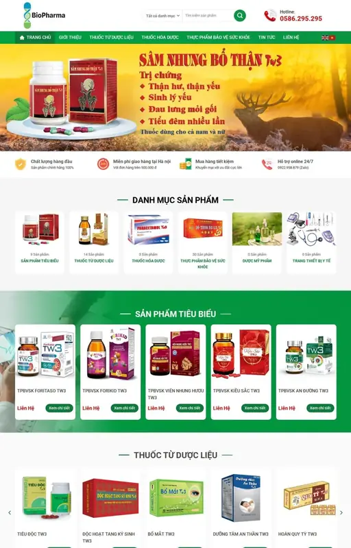 Mẫu web thực phẩm bảo vệ sức khỏe 3C Media