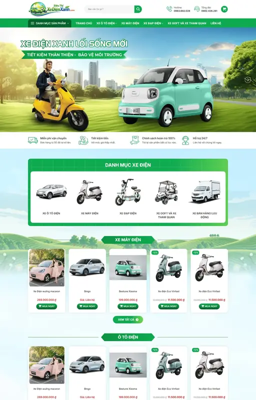 Mẫu web xe điện 3C Media