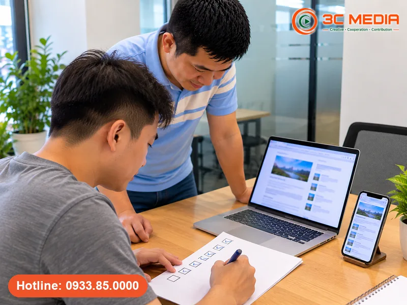 Học viên đánh dấu danh sách kiểm tra bài viết chuẩn SEO