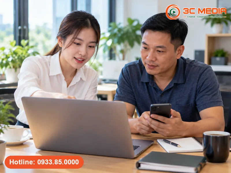 Tư vấn viên 3C Media hướng dẫn khách chọn gói Gemini phù hợp