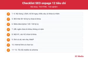 Checklist SEO onpage 12 tiêu chí: nội dung, thẻ HTML, trải nghiệm – 3C Media