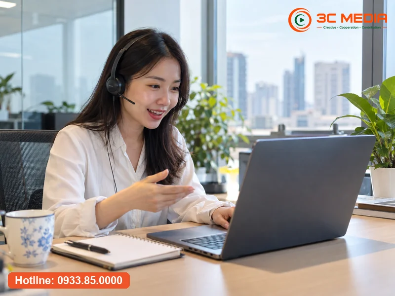 Chuyên viên 3C Media gọi video hỗ trợ chủ tiệm hoàn thiện hồ sơ Google Maps