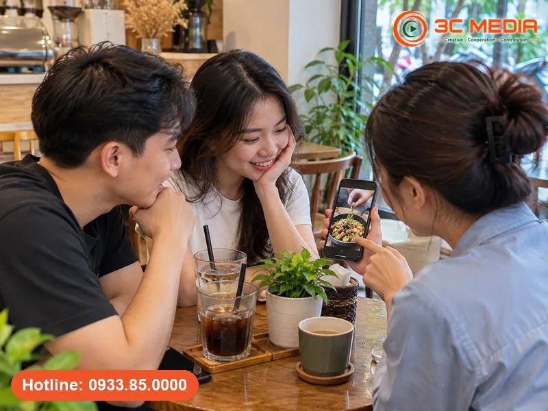 Nhóm bạn chia sẻ video hướng dẫn trên điện thoại
