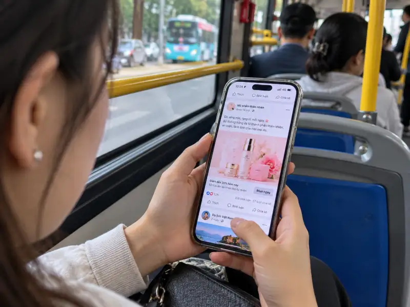 Mẫu quảng cáo Facebook hiển thị trên điện thoại cầm tay – 3C Media