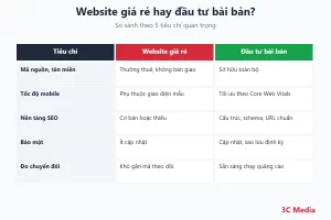 So sánh website giá rẻ và website đầu tư bài bản theo 5 tiêu chí – 3C Media